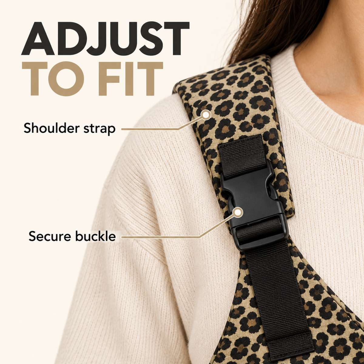 Nuzzly adjustable strap and buckle infographic