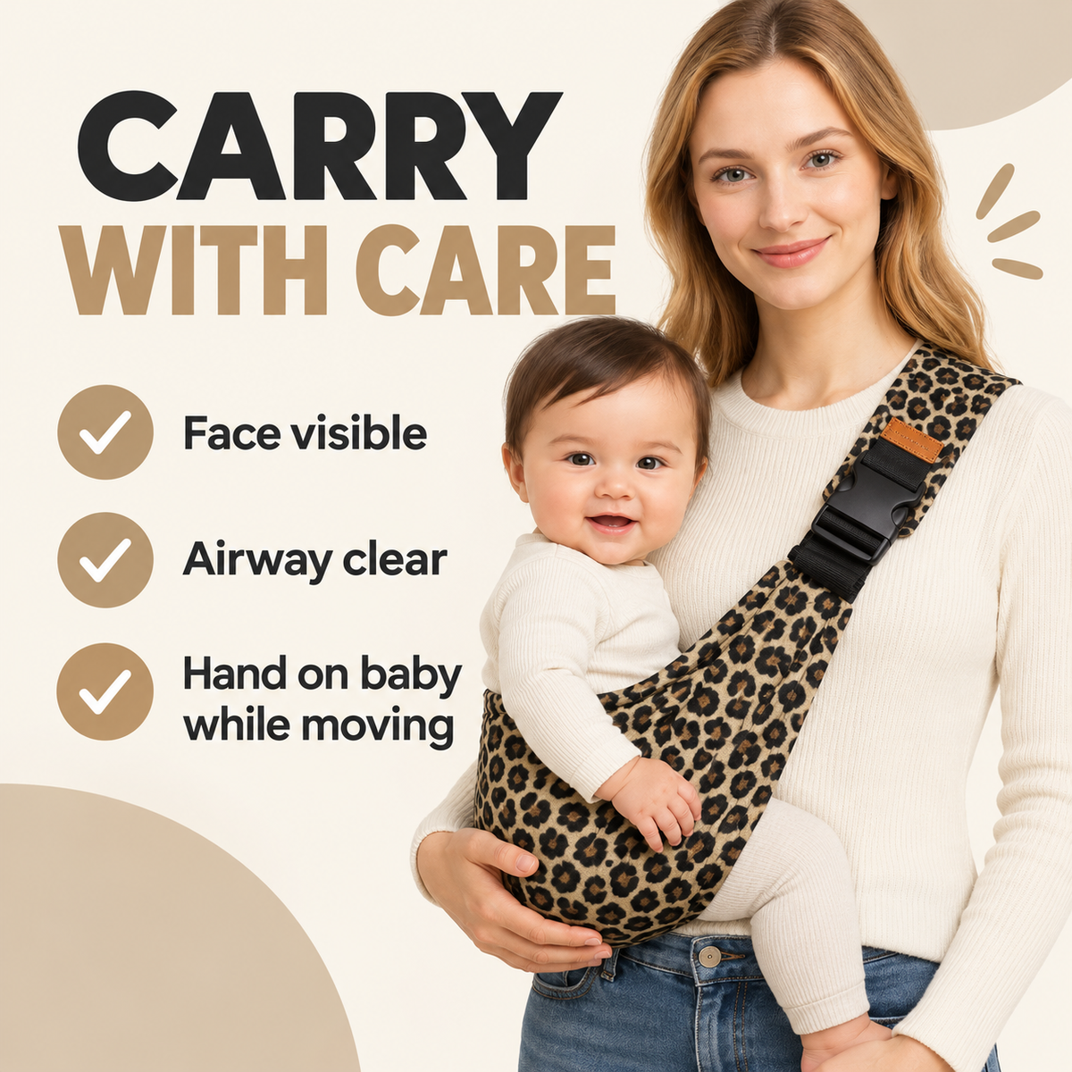 Nuzzly baby sling safe positioning infographic