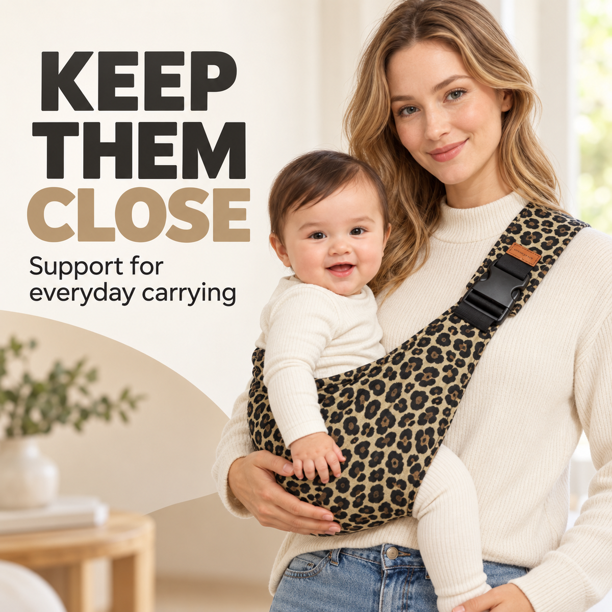 Nuzzly baby sling infographic: keep them close
