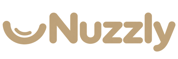 Nuzzly logo in warm beige